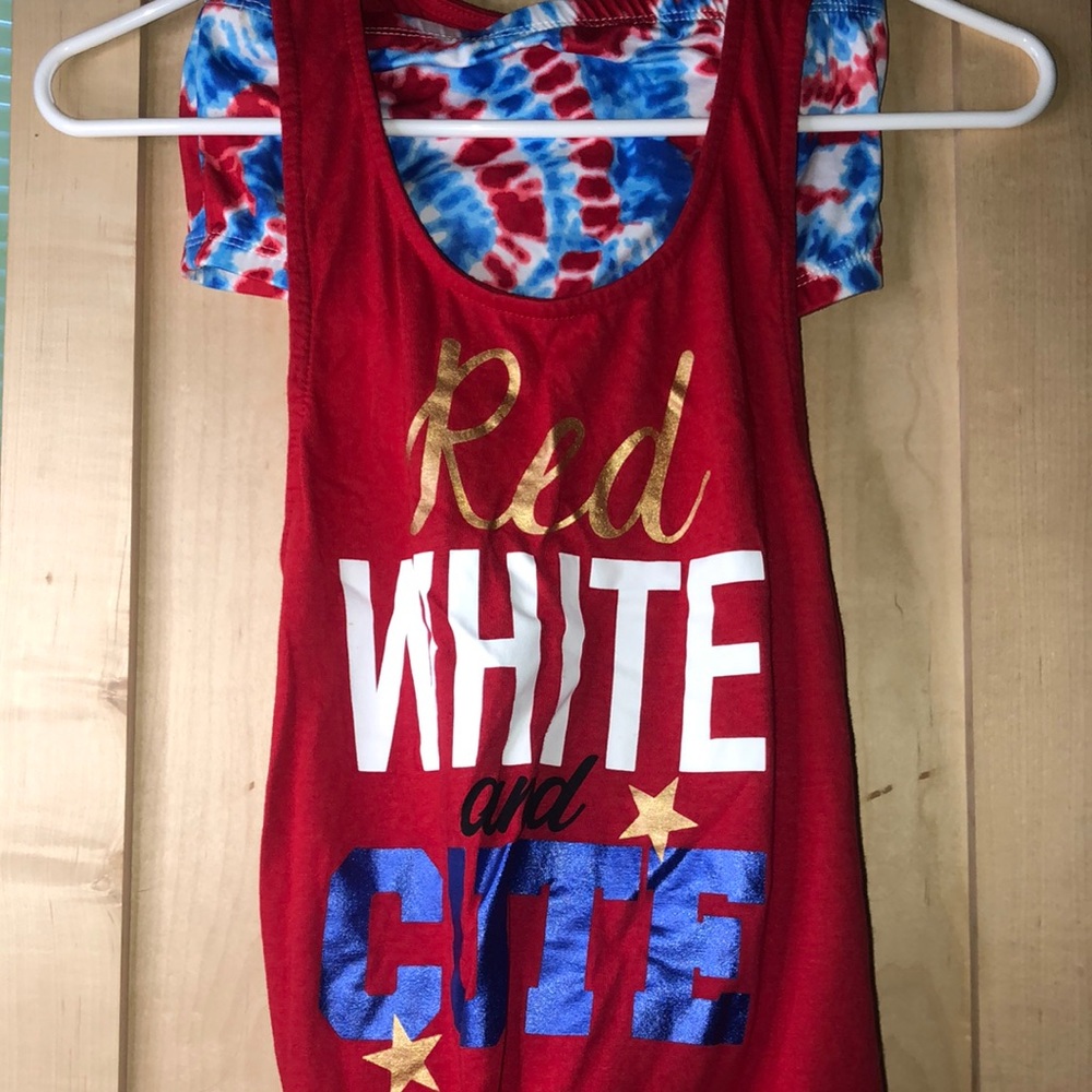 Small Fourth of July tank top w/ multi color tube top